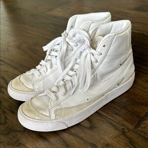 Women's White High-Top Nike Blazer Sneakers Size 8